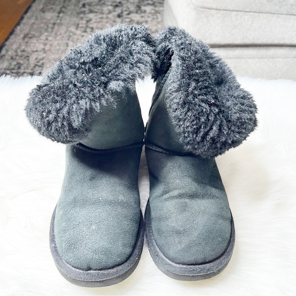 Ugg Black Fur Button Ankle Boots Size 6 - Picture 5 of 12